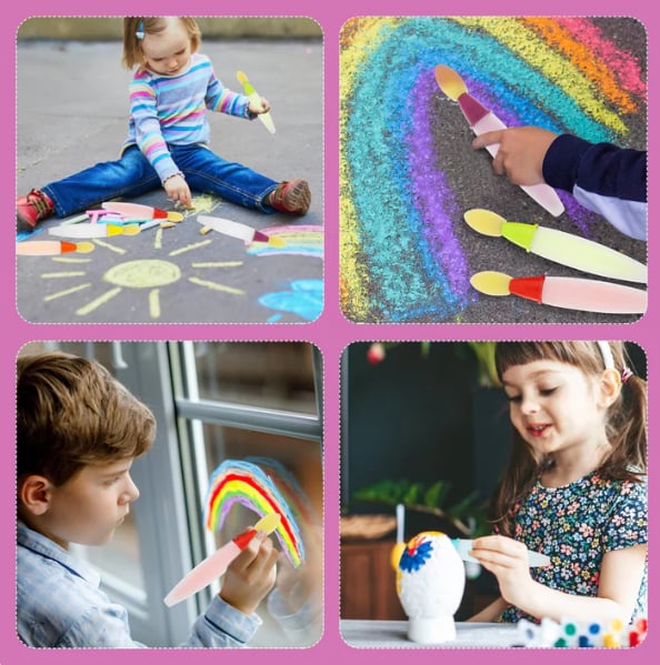 🌈Udendørs sæt med pensler til fortovsmaling | Maling i penslerne – Tilsæt blot vand✨🎨