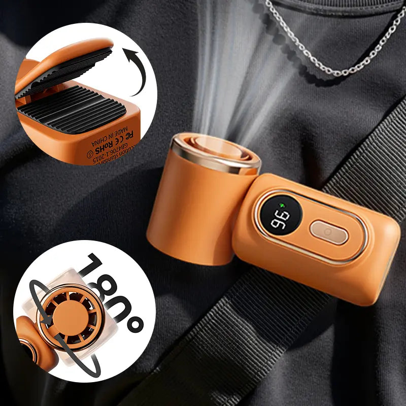 Miniklämfläkt – 3-i-1 Bärbar Uppladdningsbar Fläkt med 3000 mAh Batteri, 5 Hastigheter & 180° Justerbart Luftflöde