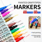 Neglekunst Marker Sæt (12/24 Farver) – Vandfaste DIY Neglepenne med Præcisionsspidser til Nemt Negledesign
