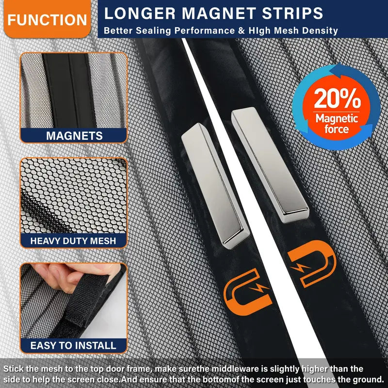 Magnetiskt insektsnät för dörr – Självstängande nätgardin, handsfree-ingång, enkel installation, husdjurs- och barnvänlig