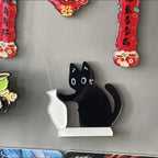 Sød sort kat køleskabsmagnet vase – Knurhårs-mindeting & Mini blomsterholder dekoration