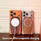 Premium magnetisk telefoncover i træ og aluminium med stander