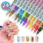 Neglekunst Marker Sæt (12/24 Farver) – Vandfaste DIY Neglepenne med Præcisionsspidser til Nemt Negledesign