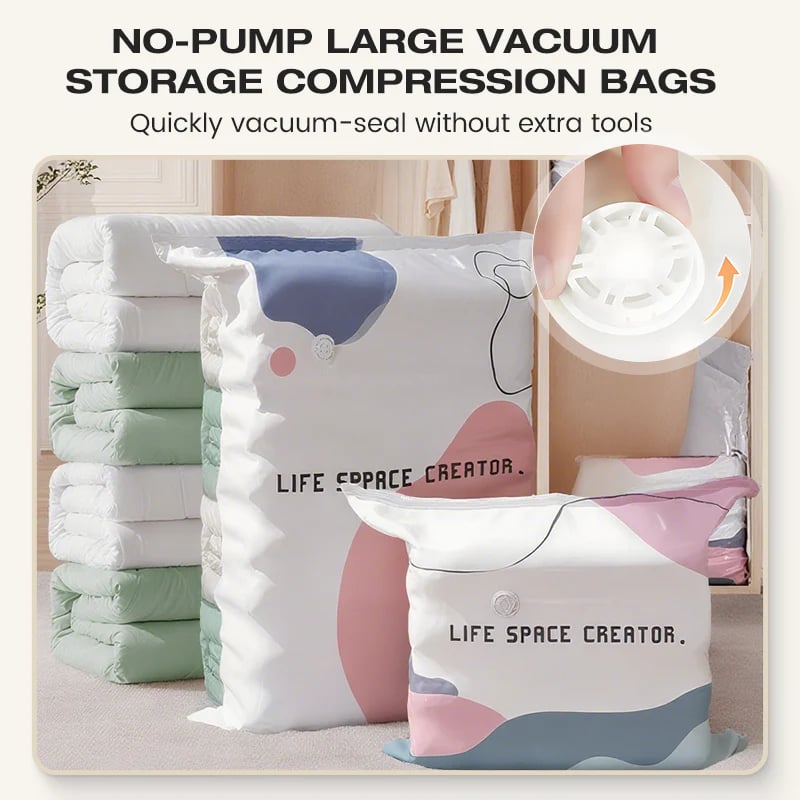 No-Pump Vacuum Storage Compression Bags
