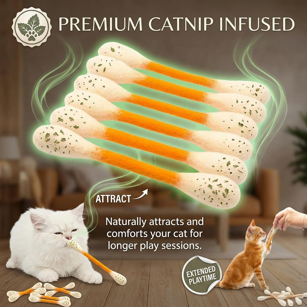 ❤️Til glade, sunde og aktive indekatte🐱Swabs Kattelegetøj med Katteurt