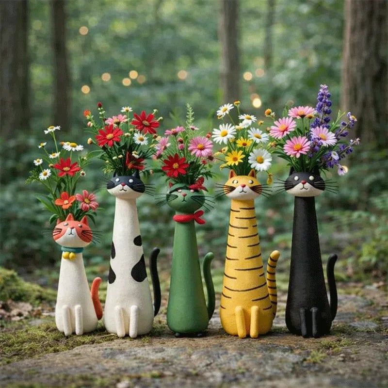 🔥 😻Håndlavet finurlig keramisk kattevase