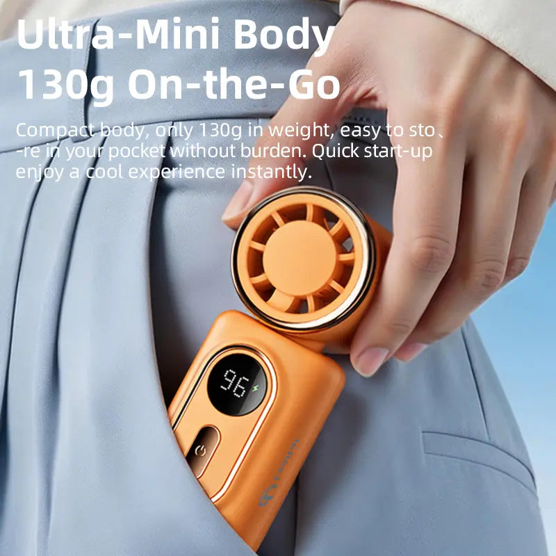 Miniklämfläkt – 3-i-1 Bärbar Uppladdningsbar Fläkt med 3000 mAh Batteri, 5 Hastigheter & 180° Justerbart Luftflöde