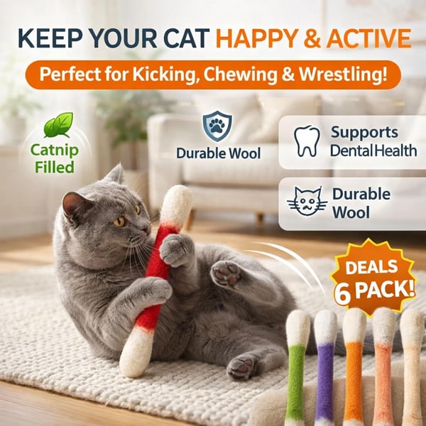 ❤️Til glade, sunde og aktive indekatte🐱Swabs Kattelegetøj med Katteurt