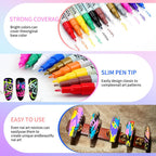 Neglekunst Marker Sæt (12/24 Farver) – Vandfaste DIY Neglepenne med Præcisionsspidser til Nemt Negledesign