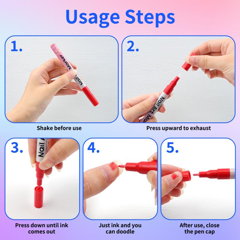 Neglekunst Marker Sæt (12/24 Farver) – Vandfaste DIY Neglepenne med Præcisionsspidser til Nemt Negledesign