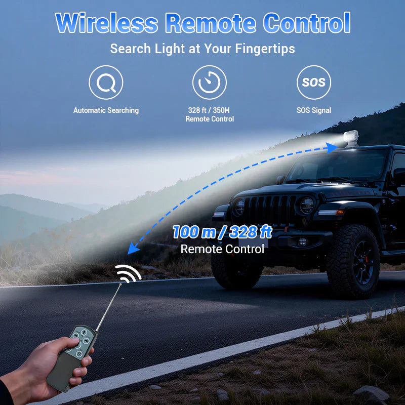 50W fjernbetjent 360° roterende LED-søgelygte