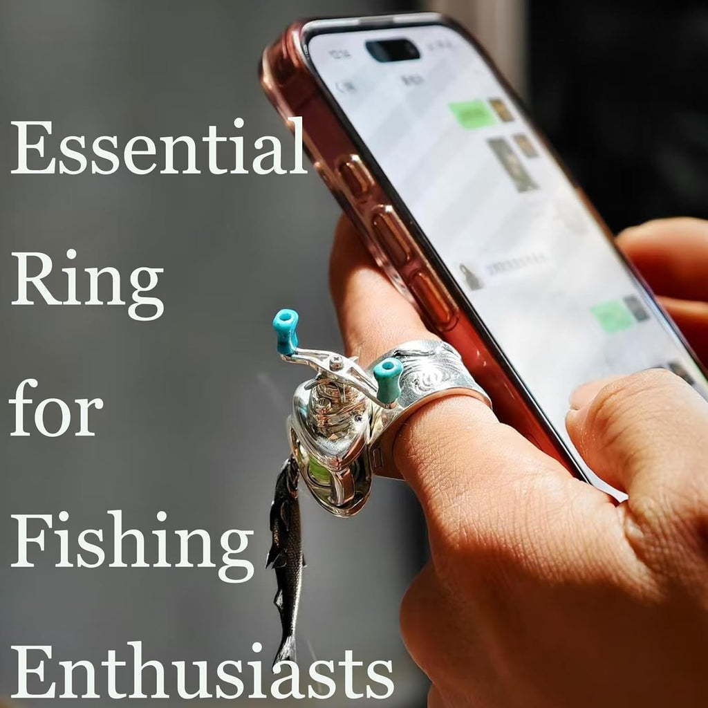💍Lurehjul vedhæng og ring kombisæt - roterende arm, velegnet som fiskepynt og gave🎁