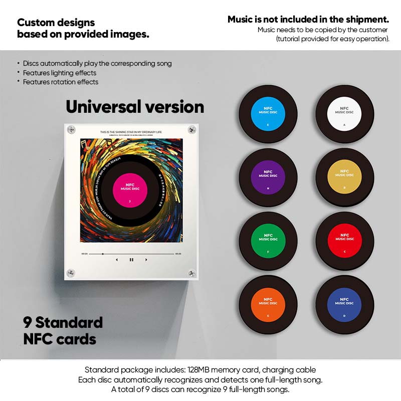 Magnetisk NFC Musikafspiller Natlampe – Smart Mini Vinylafspiller i Akryl med Automatisk Afspilning, Blød Belysning og Tilpassede Sange