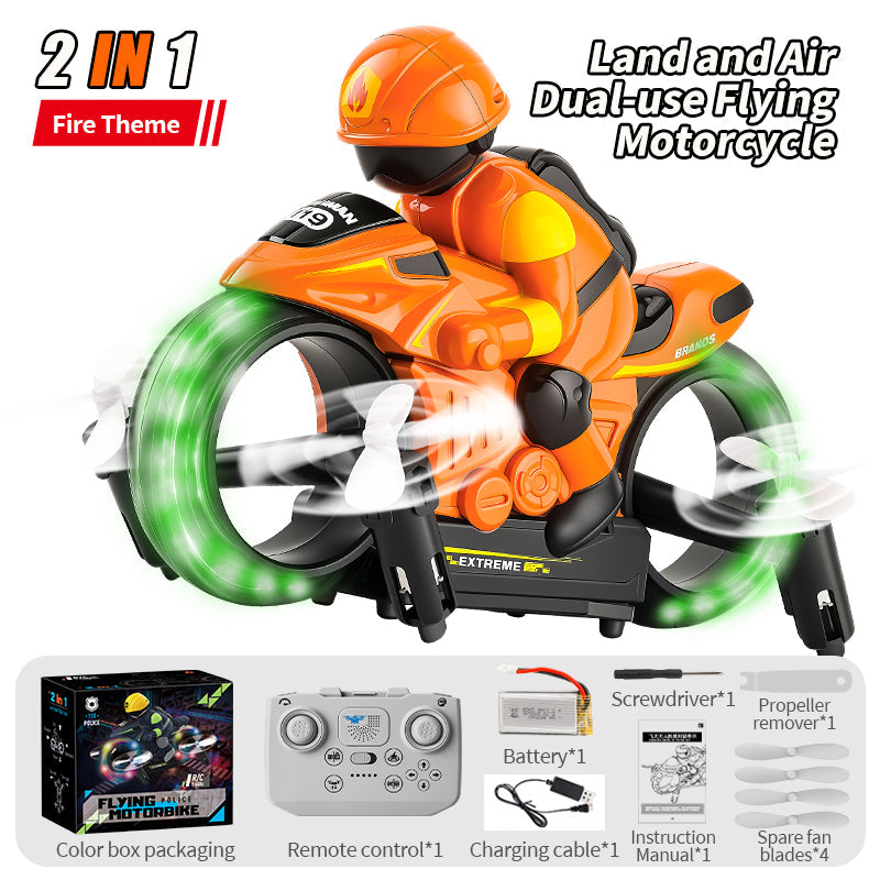 2-i-1 flyvende motorcykel – RC-motorcykel til land og luft med dobbeltfunktion