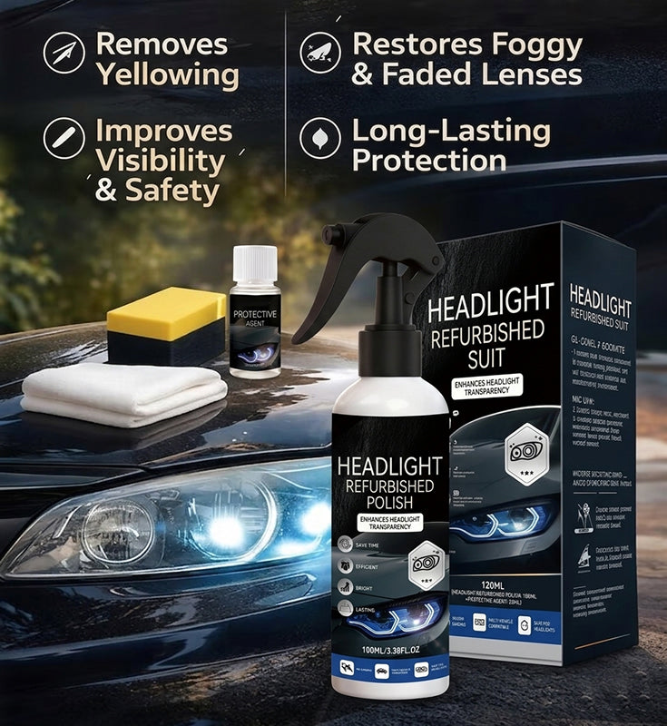 🚘Kit til restaurering af billygter – 💡Velegnet til gulnede eller tågede linser og klare overflader | Essentielt til hjemme- og garagebrug🏠