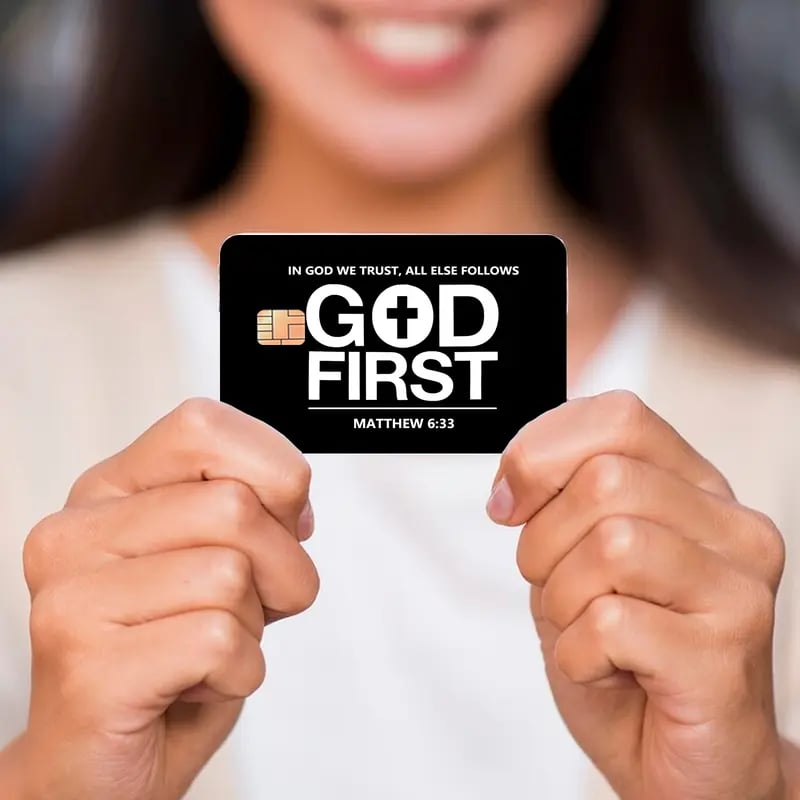 💳✝️ Tro & Patriotism Kort-klistermärkesset – Inspirerande kreditkortsklistermärken med kors- och bibelordsmotiv