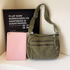 Lærreds Crossbody Taske med Flere Lommer til Hverdagsbrug