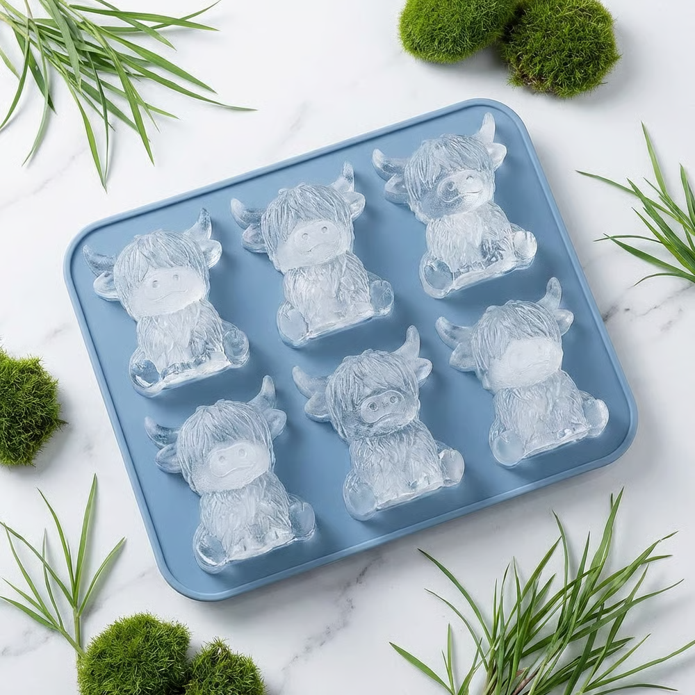 🐮 Isform mini Highland-ko – Söta 3D-isar till drinkar, fester & presenter