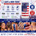🦅🔔4th of July Glitter Stick🎇 Red, White & Blue Body & Hair Sparkle