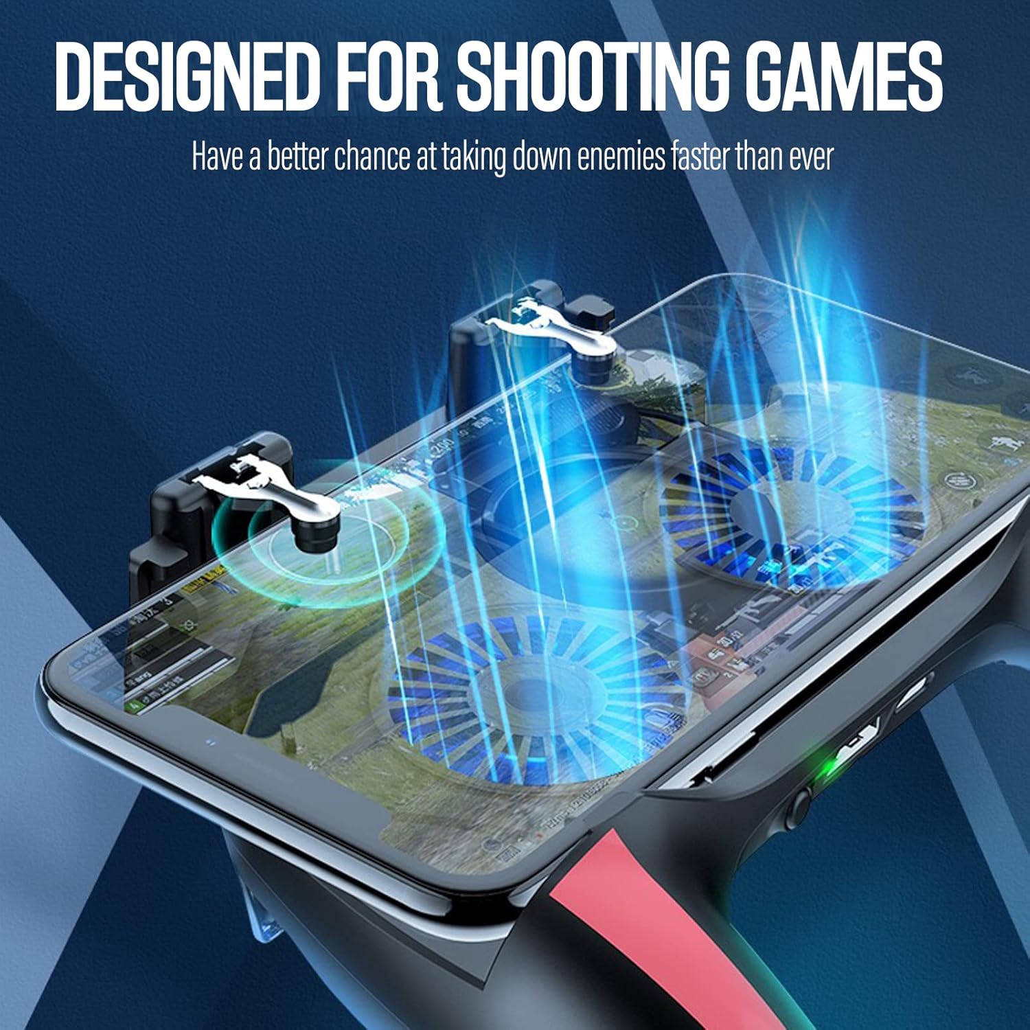4-finger køle-gamecontroller med dobbelt blæser til mobilgaming