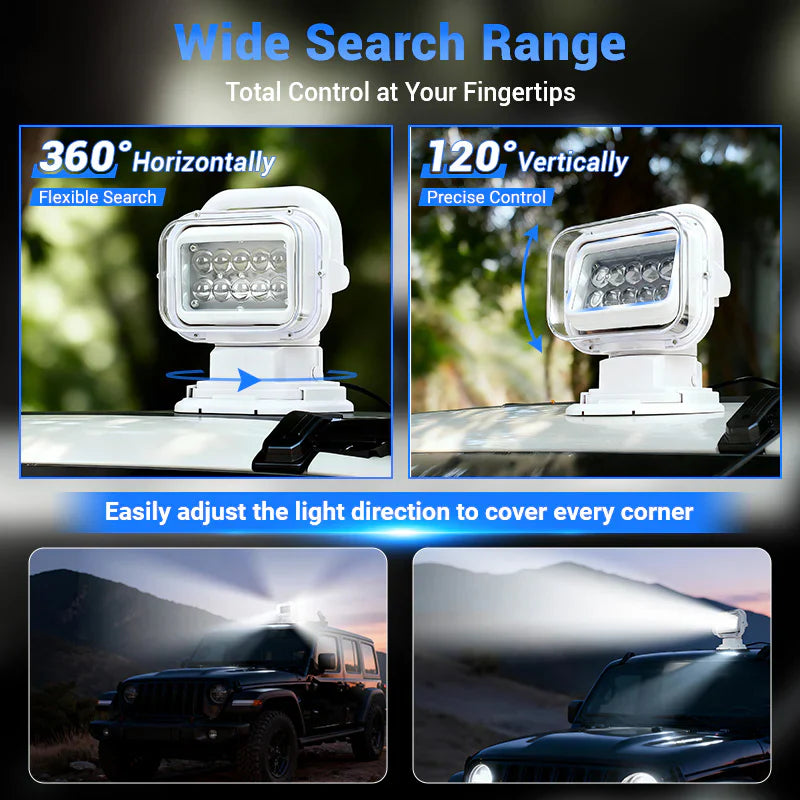 50W fjernbetjent 360° roterende LED-søgelygte