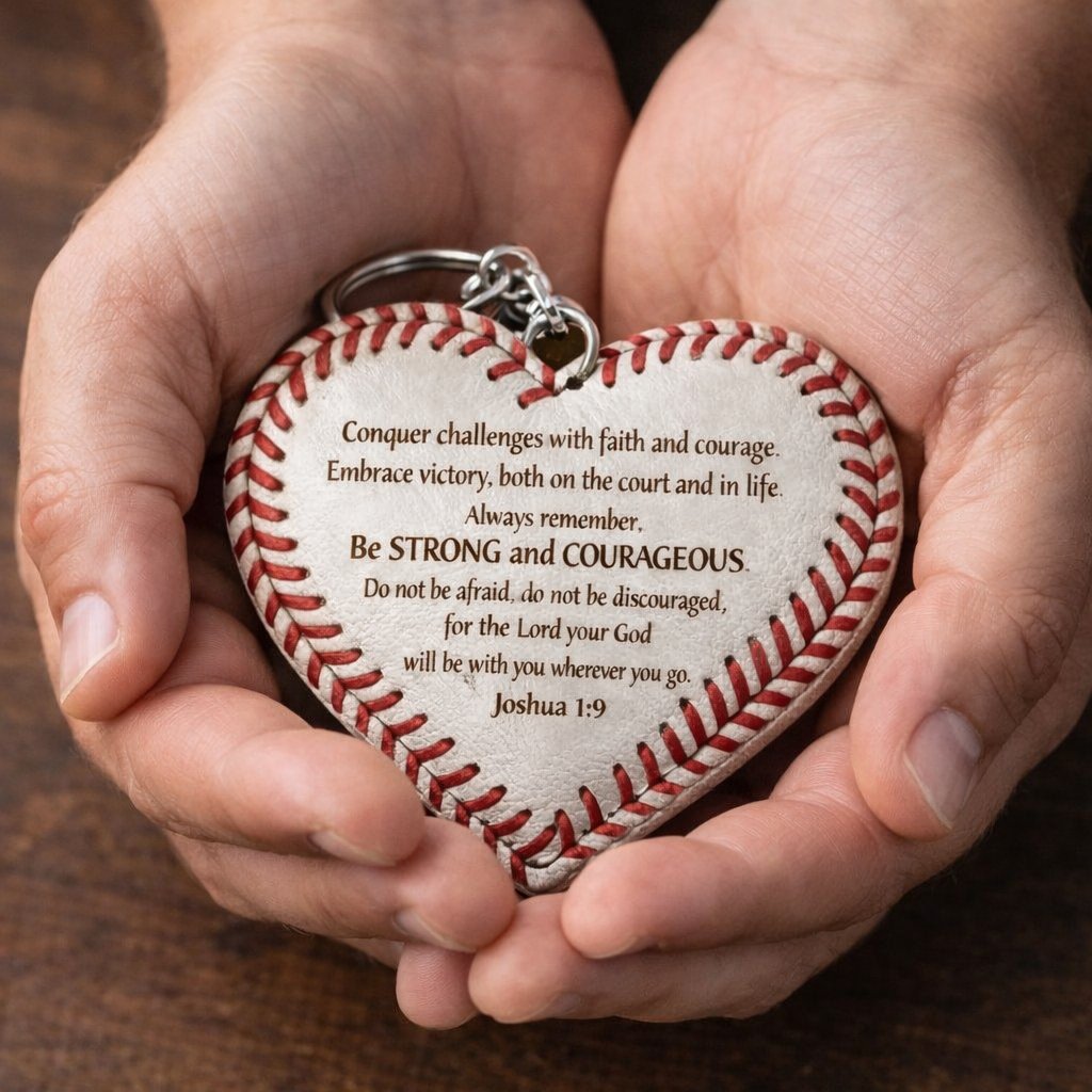 ⚾️✝"Troen i Spillet" Hjerte Baseball Nøglering