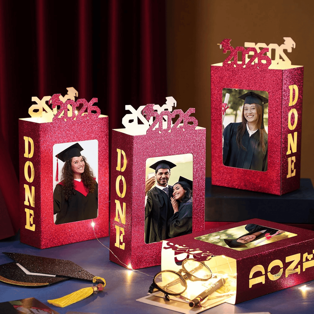 🎓4 stk. 2026-dimissionspynt til Class of 2026-Passer til 4x6 tommer billeder|Fyldbar billedboks