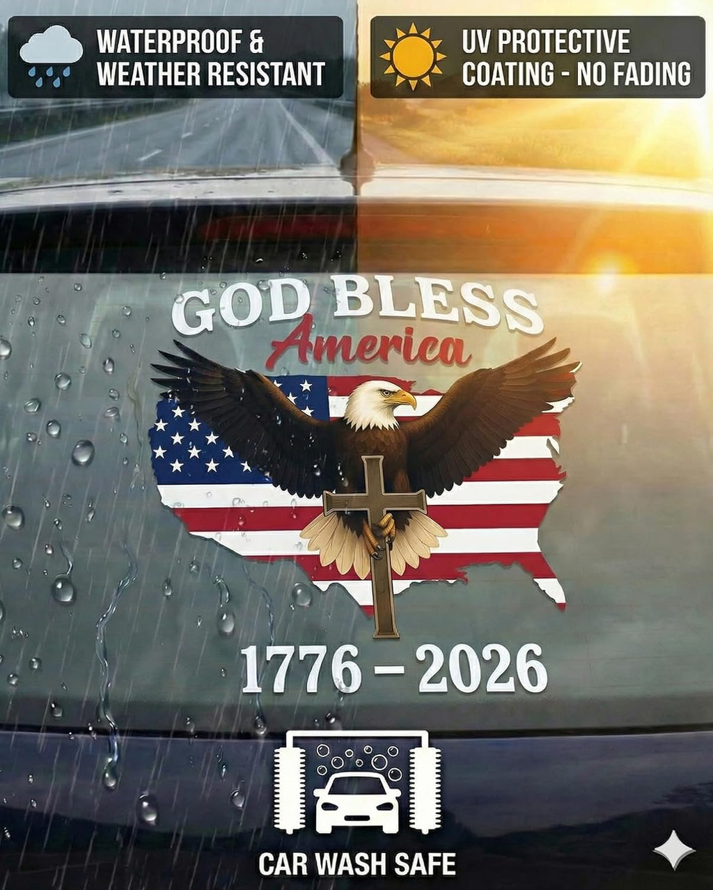 Gud Velsigne Amerika 250-års Jubilæum Bilmærkat