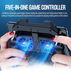 4-finger køle-gamecontroller med dobbelt blæser til mobilgaming