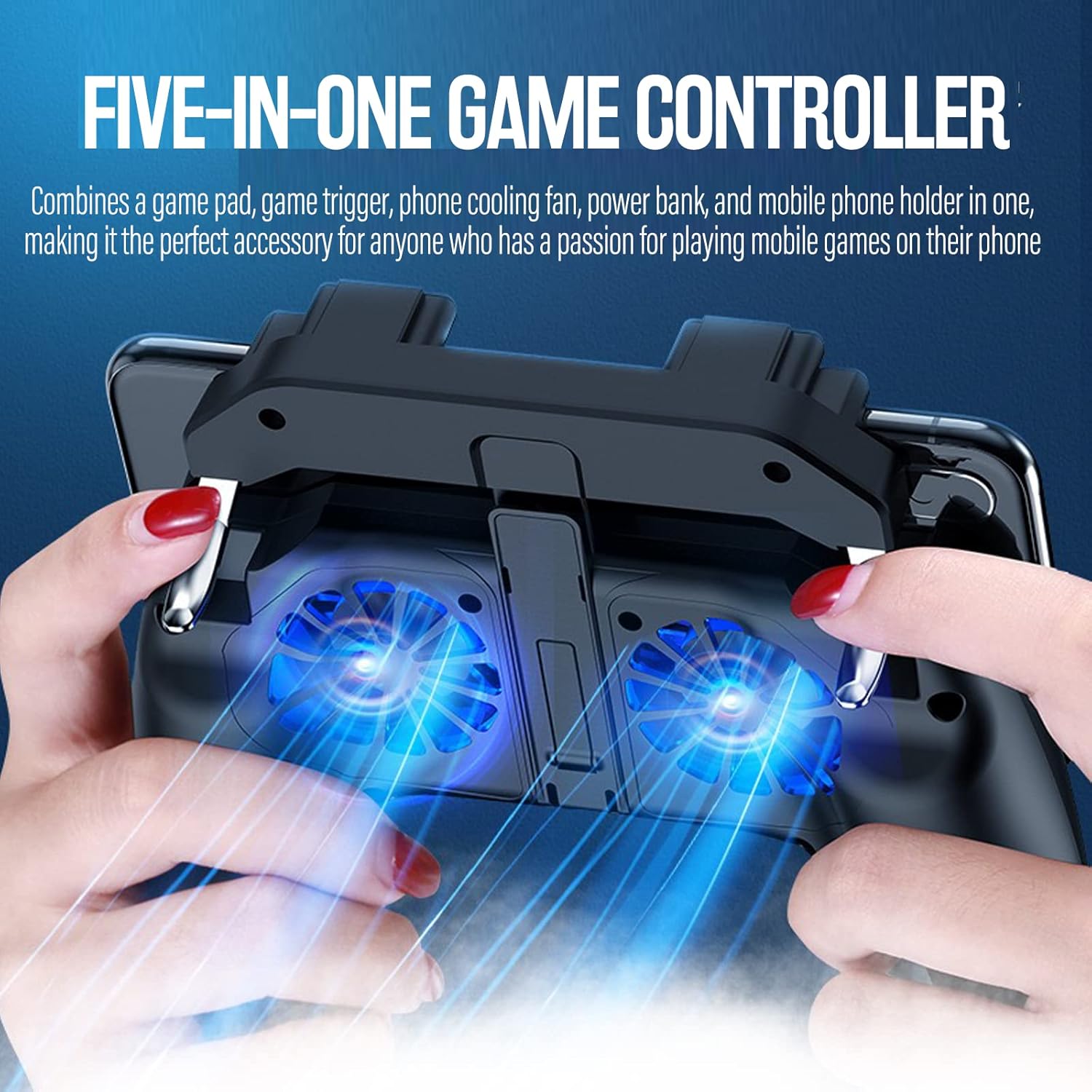 4-finger køle-gamecontroller med dobbelt blæser til mobilgaming