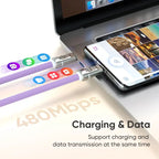 240W USB-C Opladerkabel med Nøglesnor – 2-i-1 Telefonstrop og Hurtigoplader