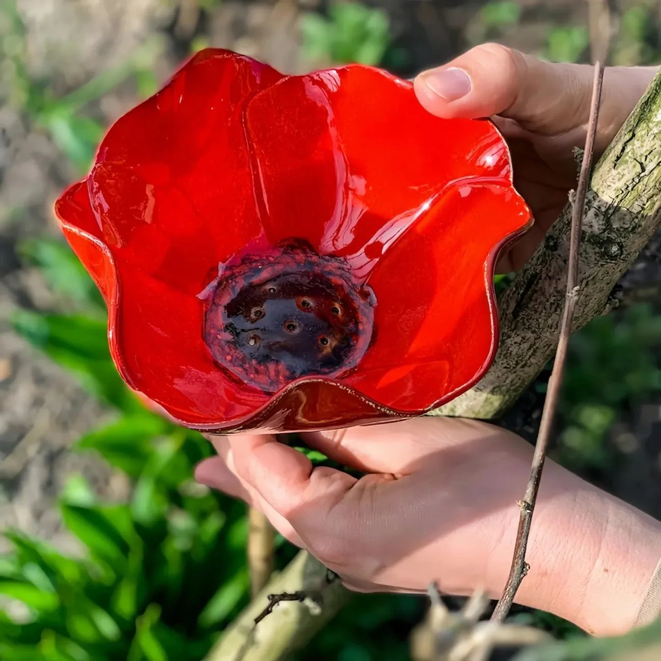 Håndlavet metalblomst til haven🐦