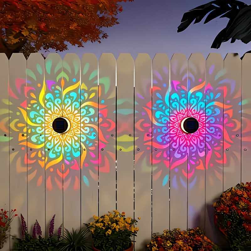 Solar Mandala Væglampe Udendørs Havehegnsprojektor Lampe Terrasse Stemningsdekoration