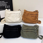 Lærreds Crossbody Taske med Flere Lommer til Hverdagsbrug
