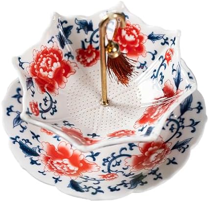 Paraplyformet blå og hvid porcelæns-testrainer og kaffefilter