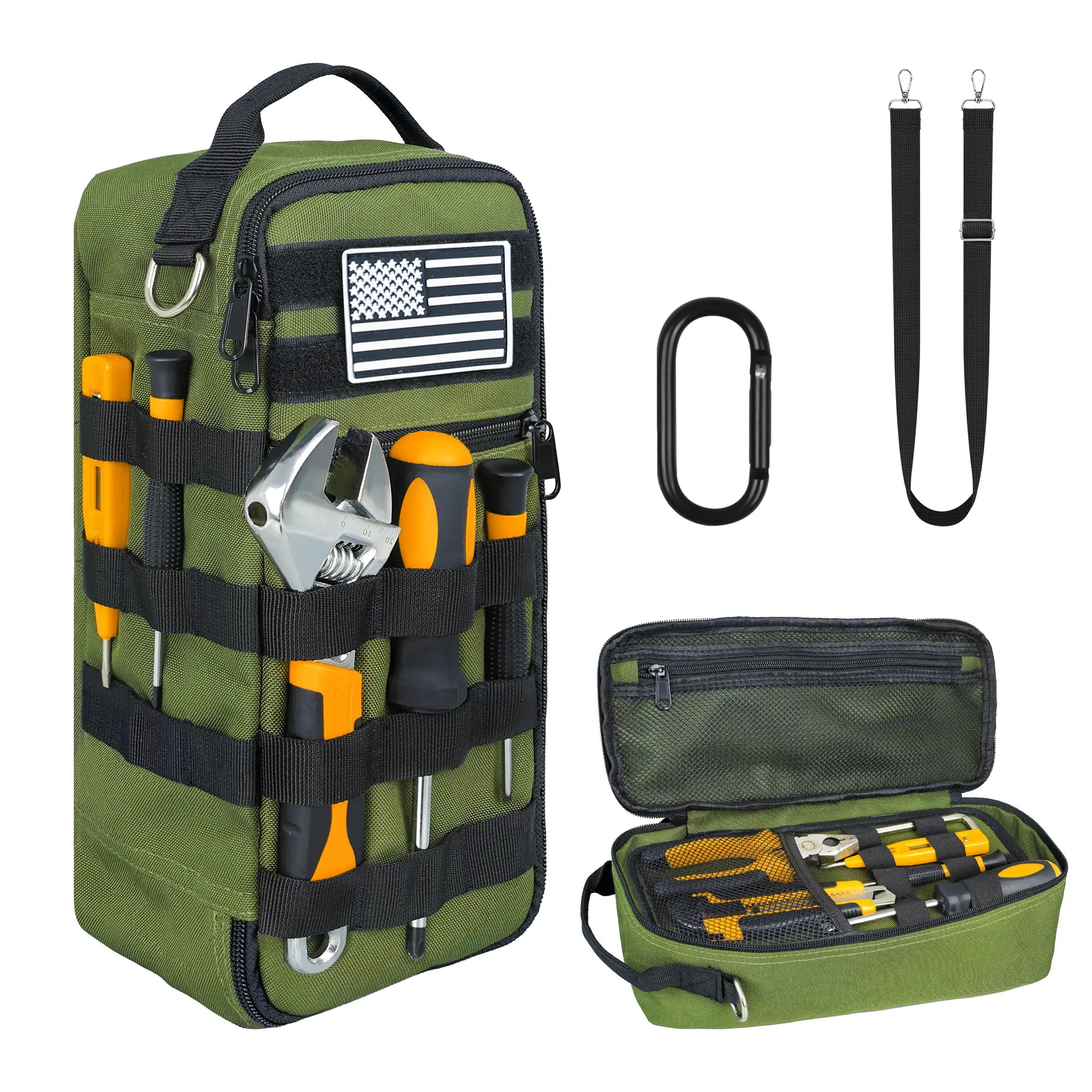 Portable Tool Bag, Heavy Duty Tool Pouch Bag with Shoulder Strap (Tools not Included)