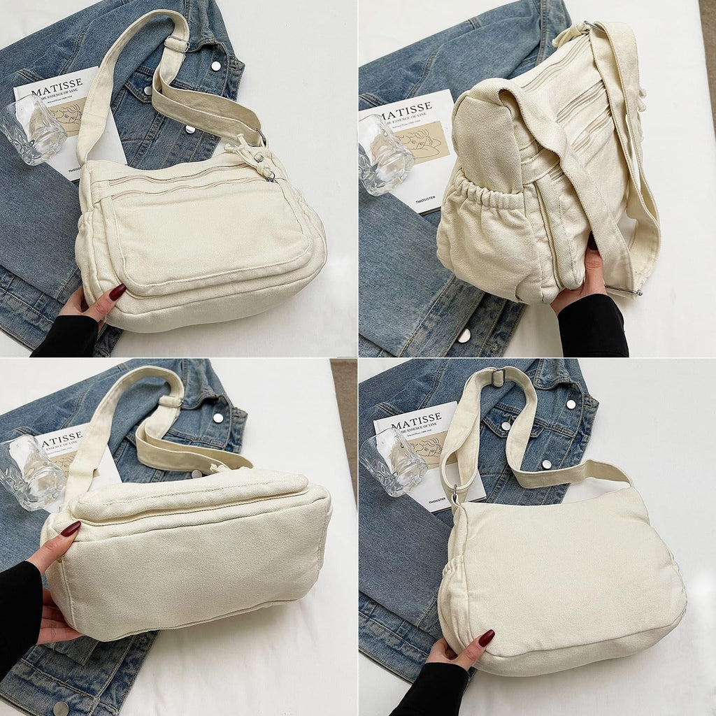 Lærreds Crossbody Taske med Flere Lommer til Hverdagsbrug