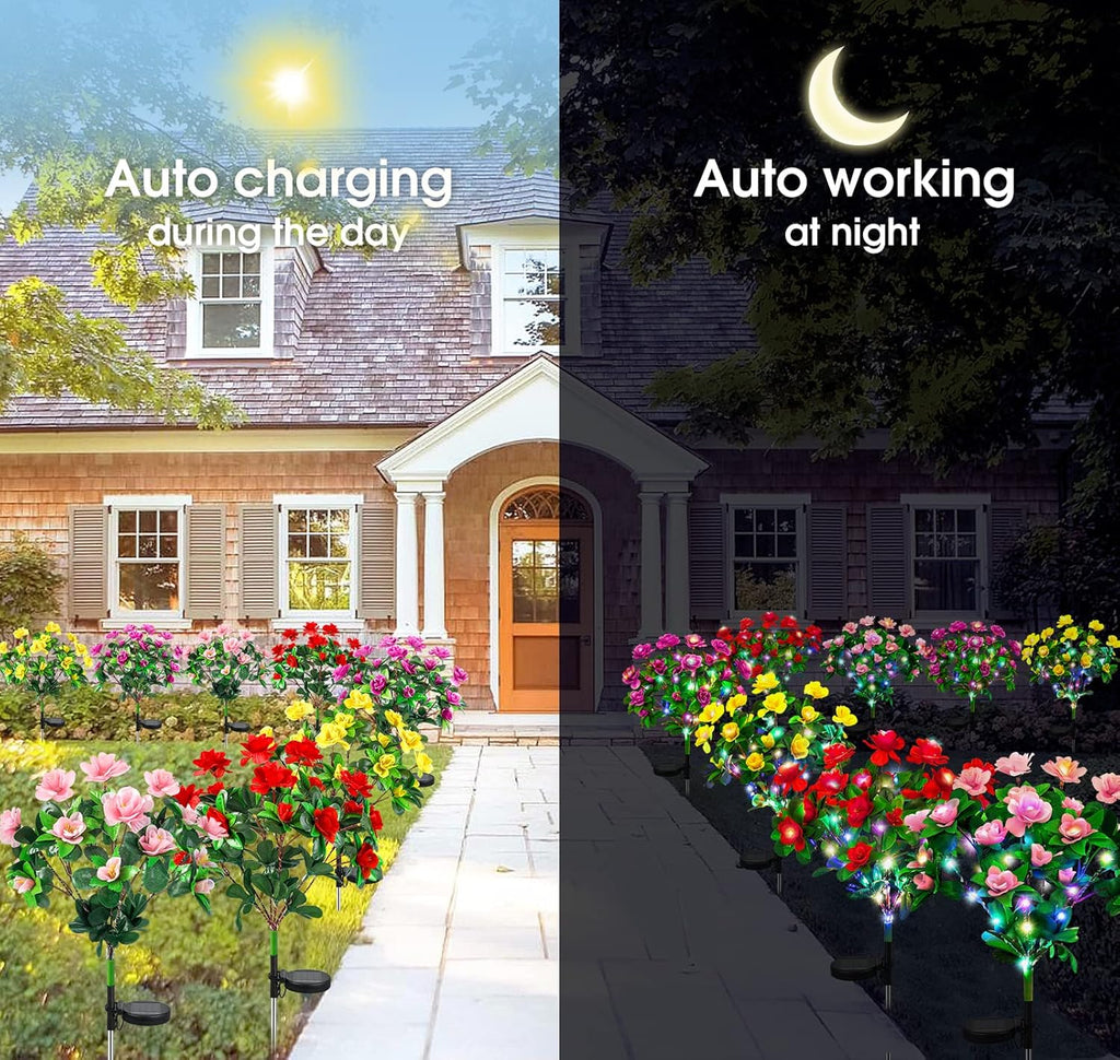 🌸✨ EverGlow Mindesmærkehave Blomsterlys – Med ultrarealistiske kunstige kronblade, solcelledrevet og vejrbestandig🏡🌪️