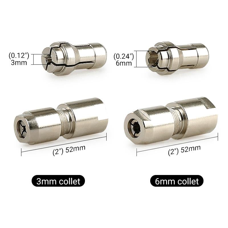 ⚙️Vinkelslipskonverteringskit 🔧 3 mm/6 mm dubbelhylschuck – universell rakslipadapter för snidning och polering