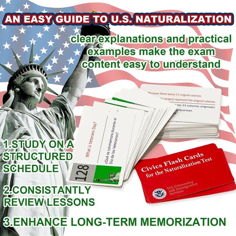 Flashkort til amerikansk statsborgerskab 2026: Studieguide: Amerikansk statsborgerskab (spansk og engelsk)
