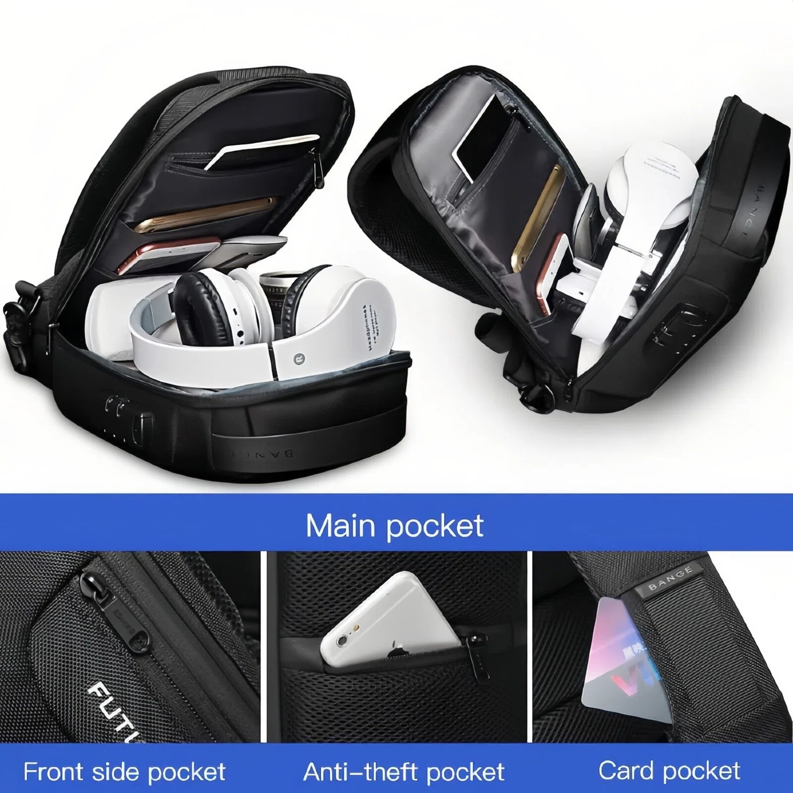 Waterproof Anti-Theft Sling Crossbody Chest Bag with USB Charging Port