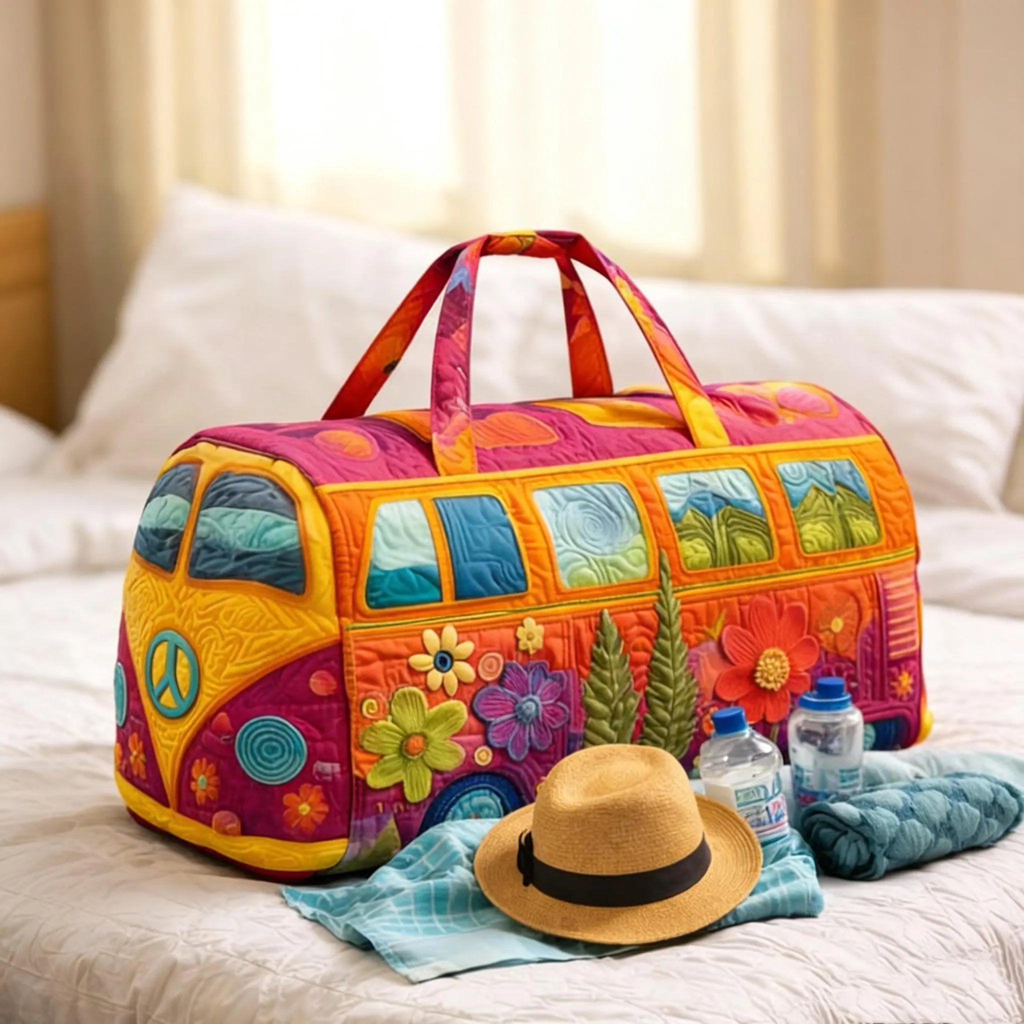 Unisex Boho Vatteret Weekender Rejsetaske, Let & Komfortabel, Hippie Design