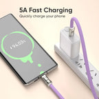 240W USB-C Opladerkabel med Nøglesnor – 2-i-1 Telefonstrop og Hurtigoplader