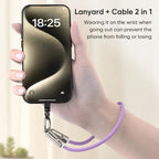 240W USB-C Opladerkabel med Nøglesnor – 2-i-1 Telefonstrop og Hurtigoplader