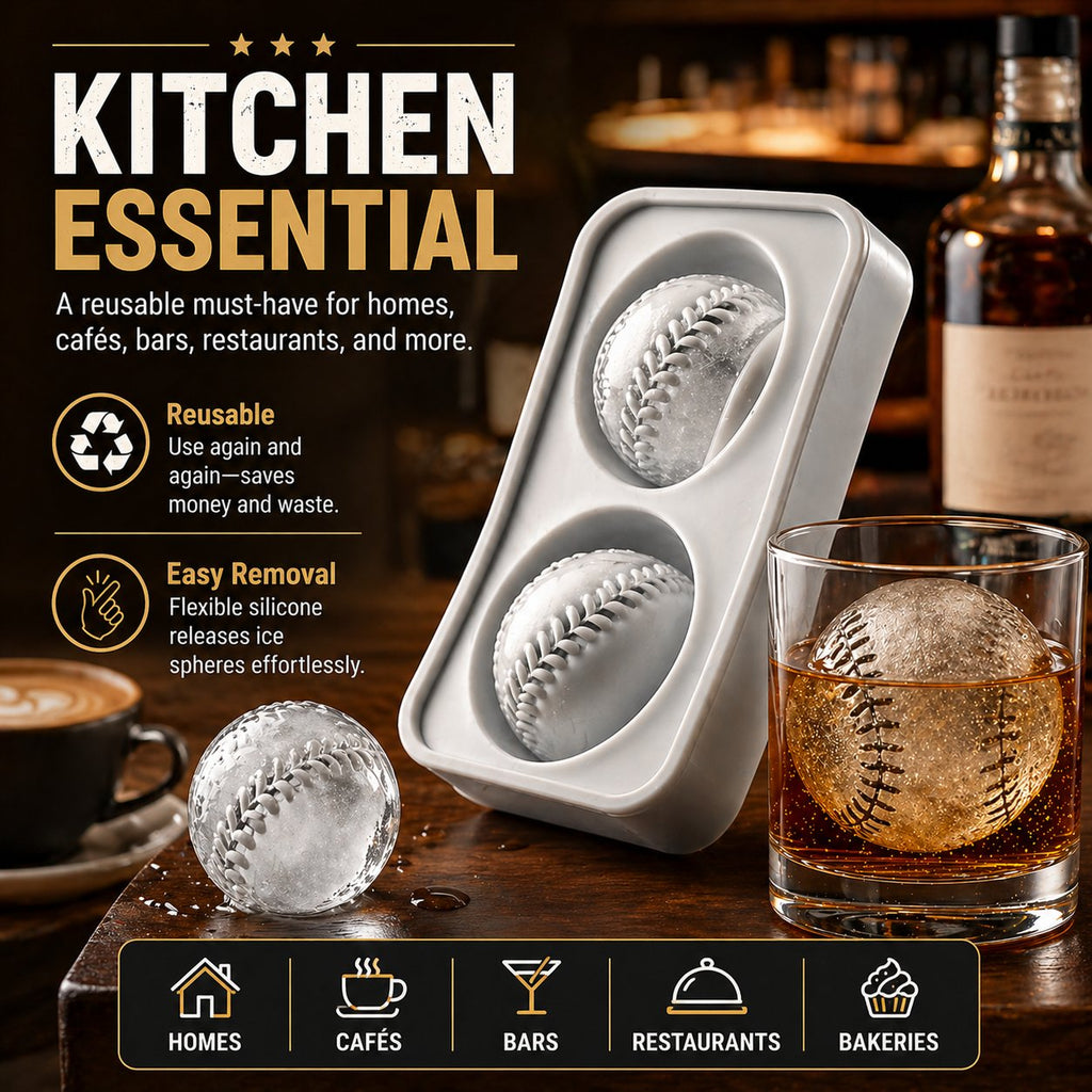 Baseball-isterningform – Langsomtsmeltende silikonekugleform til whisky, cocktails og mere ⚾🧊