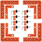 90 Degree Corner Clamp & Positioning Square Set - (3" 4")inch x 8 Right Angle Clamp with 8 Clamp ABS Plastic L-Shaped Tool