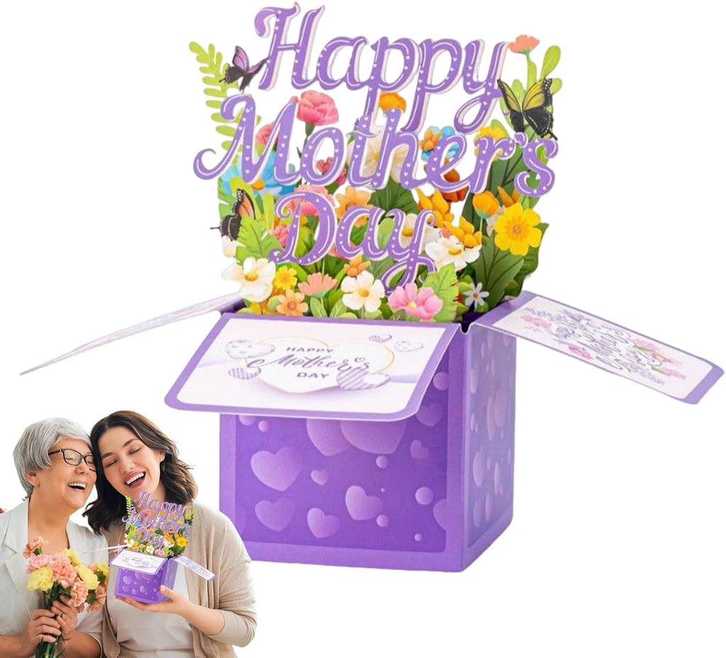 3D Pop-up lykønskningskort - Pop-up 3D blomsterlykønskningskort til mor