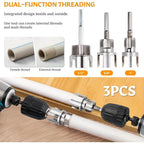 3-delars gängsats för PVC-rör, kraftig (1/2″, 3/4″, 1″ hane/hona) – för PVC-, PPR- och MPP-rör