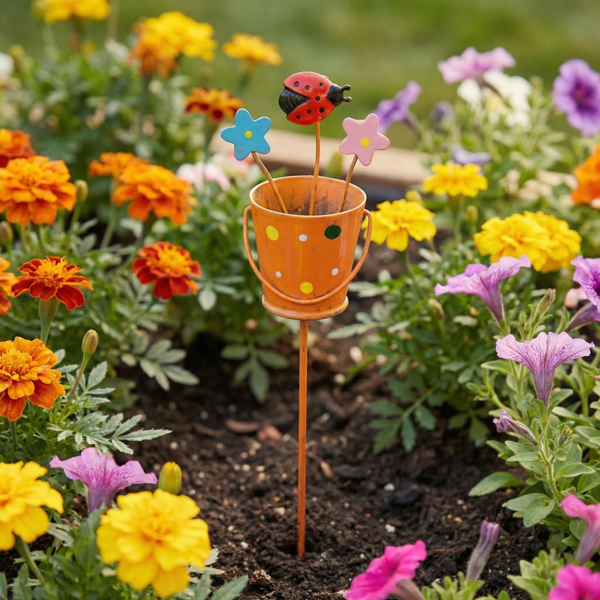 🔥Set of 3 Metal Flower Pot Garden Stakes