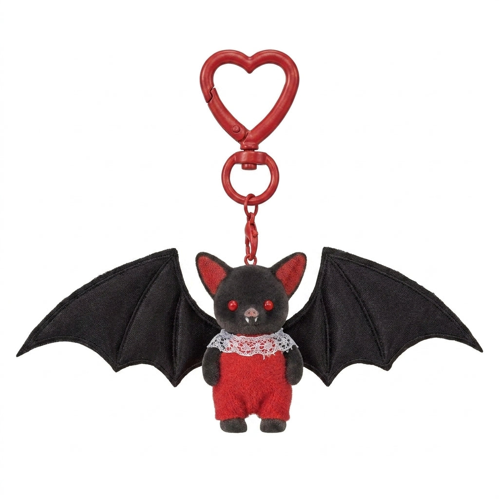 🦇 Sød sort flagermus baby nøglering